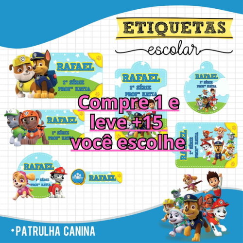 Arquivo de Corte Etiquetas Patrulha Canina #6732