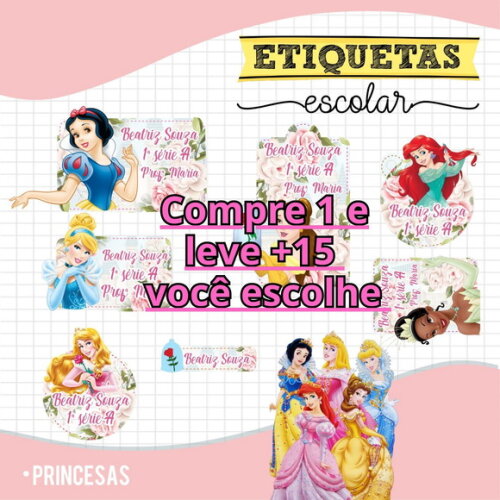 Arquivo de Corte Etiquetas Princesas #6730