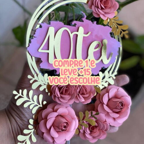Arquivo de Corte Topo de Bolo 40tei Flores #1079
