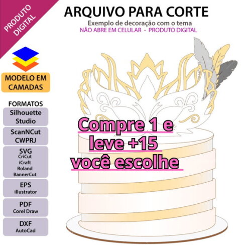 Arquivo de Corte Topo de Bolo Carnaval #6451