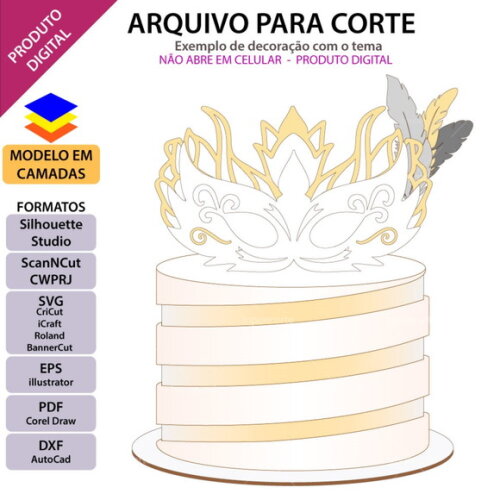 Arquivo de Corte Topo de Bolo Carnaval #6451