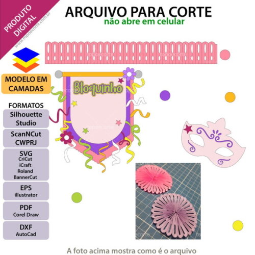 Arquivo de Corte Topo de Bolo Carnaval #6458