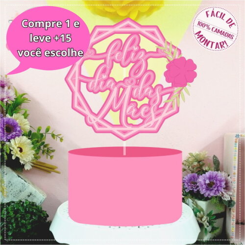 Arquivo de Corte Topo de Bolo Dia das Mães #3914