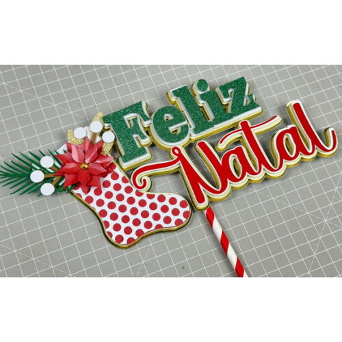 Arquivo de Corte Topo de Bolo Feliz Natal Botinha #5775