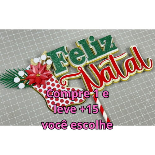 Arquivo de Corte Topo de Bolo Feliz Natal Botinha #5775