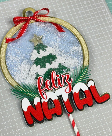 Arquivo de Corte Topo de Bolo Feliz Natal Arvore #5777