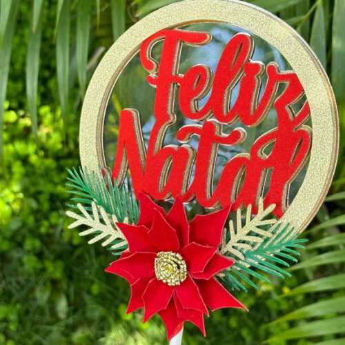 Arquivo de Corte Topo de Bolo Feliz Natal Flor #5770