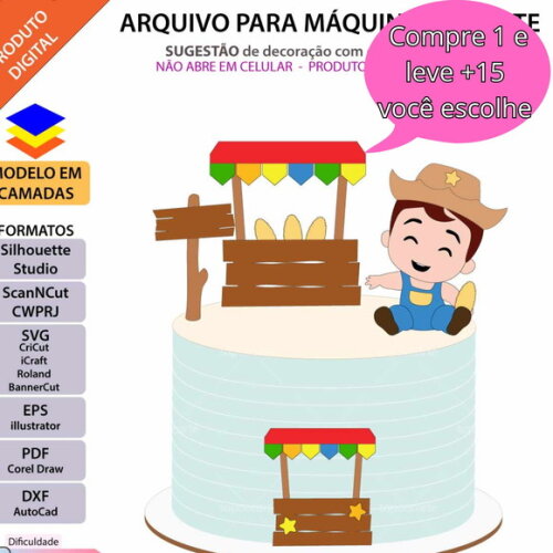 Arquivo de Corte Topo de Bolo Festa Junina #4419
