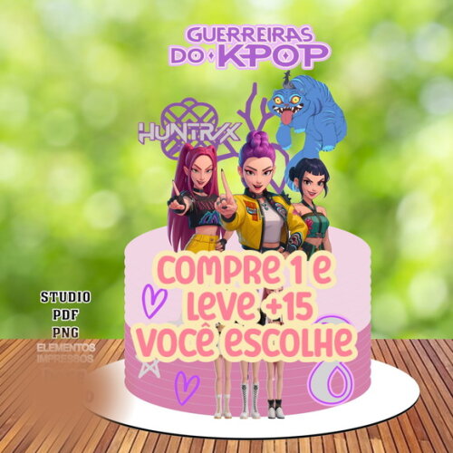 Arquivo de Corte Topo de Bolo Guerreiras do K-pop #7218