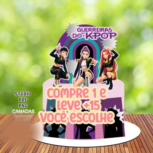 Arquivo de Corte Topo de Bolo Guerreiras do K-pop #7219