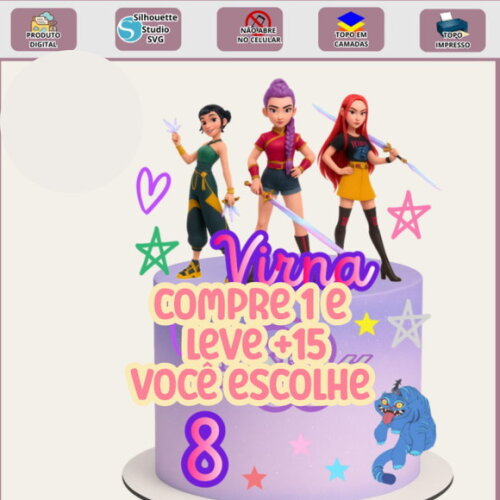 Arquivo de Corte Topo de Bolo Guerreiras do K-pop #7221