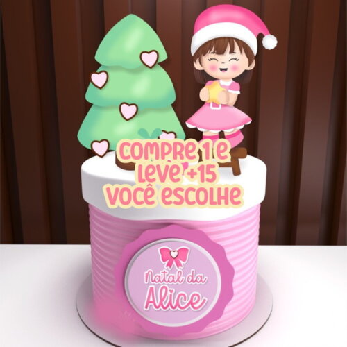 Arquivo de Corte Topo de Bolo Natal Rosa #3588