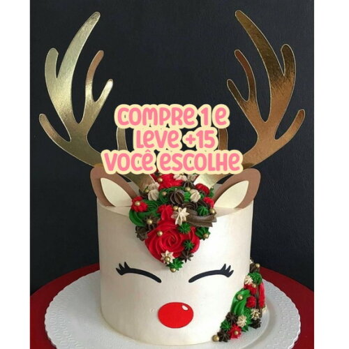 Arquivo de Corte Topo de Bolo Rena Natal #7371