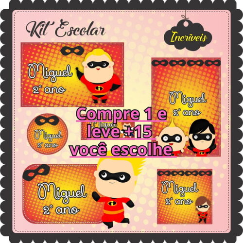 Arquivo de Corte Volta Ás Aulas Etiqueta os Incríveis #6130