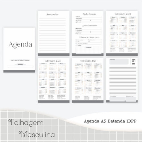 Arquivo Digital Agenda 2025 - Folhagem Masculina #4567