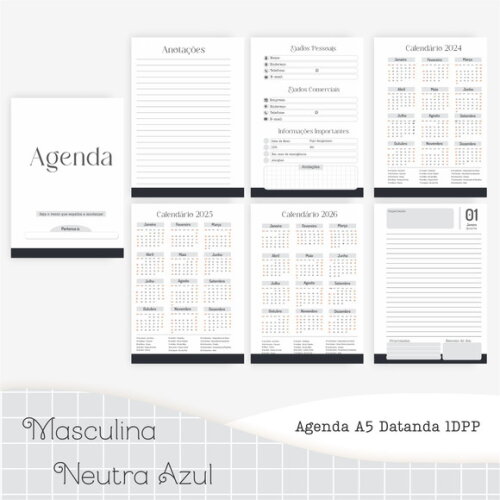 Arquivo Digital Agenda 2025 - Masculina Neutra Azul #4572