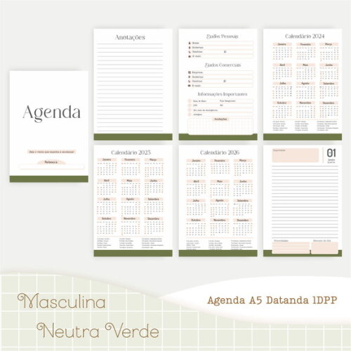 Arquivo Digital Agenda 2025 - Masculina Neutra Verde #4574