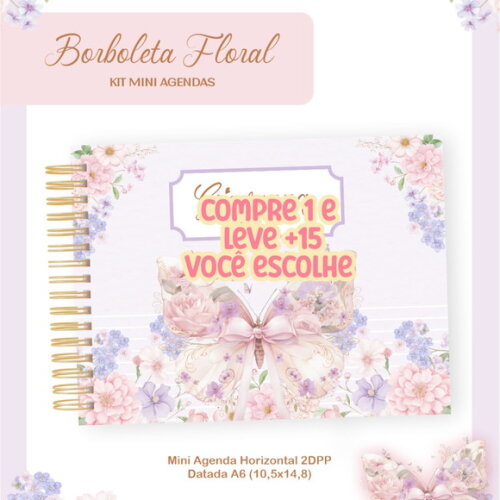 Arquivo Digital Agenda A6 Borboleta Floral 2026 #7718