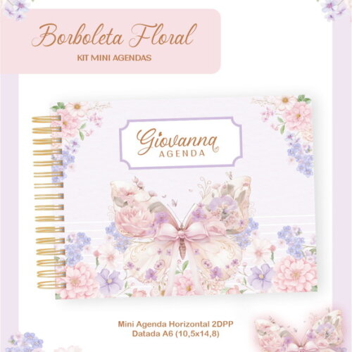 Arquivo Digital Agenda A6 Borboleta Floral 2026 #7718