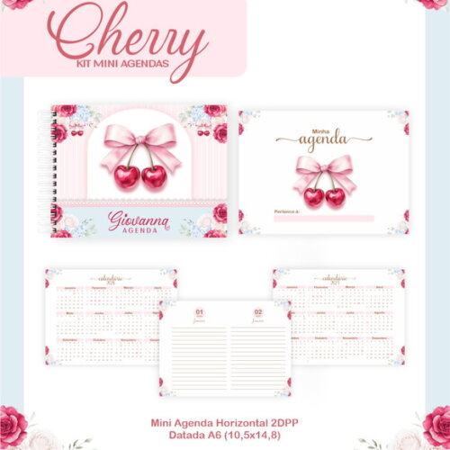 Arquivo Digital Agenda A6 Cherry 2026 #7719