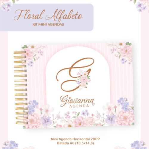 Arquivo Digital Agenda A6 Floral Alfabeto 2026 #7717