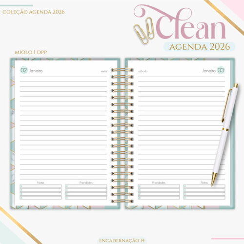 Arquivo Digital Agenda Basic Rose Green 2026 #7374