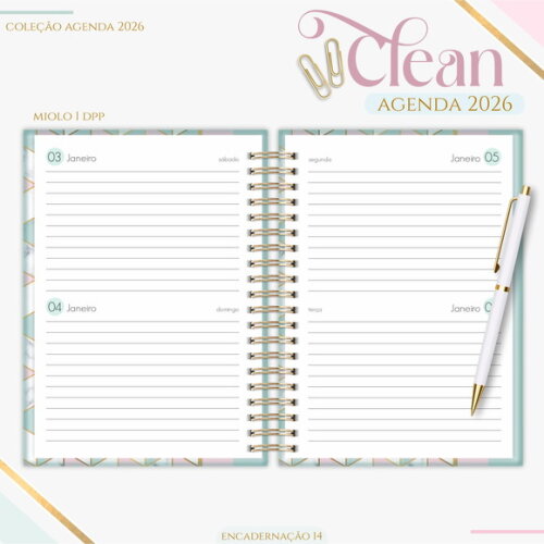 Arquivo Digital Agenda Basic Rose Green 2026 #7374