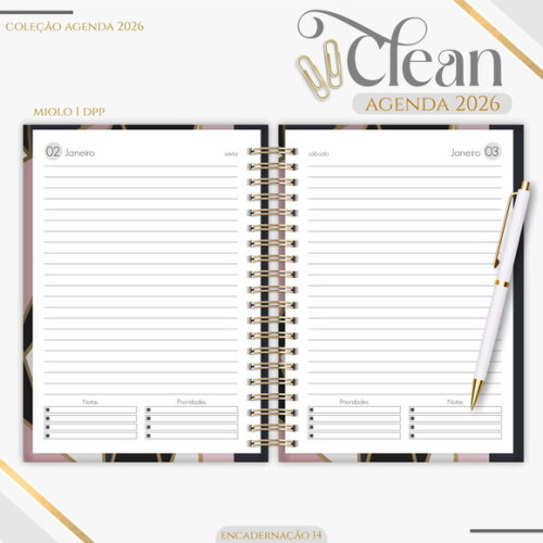 Arquivo Digital Agenda Black Gold 2026 #7378