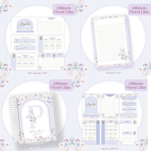 Arquivo Digital Agenda Floral Alfabeto Lilás #6093