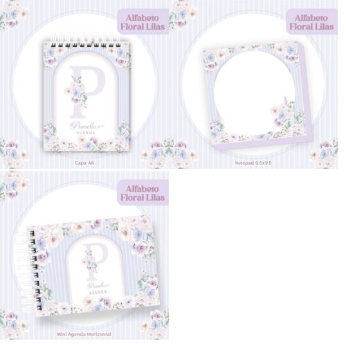 Arquivo Digital Agenda Floral Alfabeto Lilás #6093