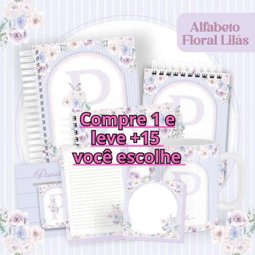 Arquivo Digital Agenda Floral Alfabeto Lilás #6093