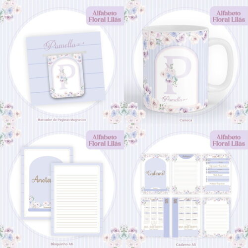 Arquivo Digital Agenda Floral Alfabeto Lilás #6093