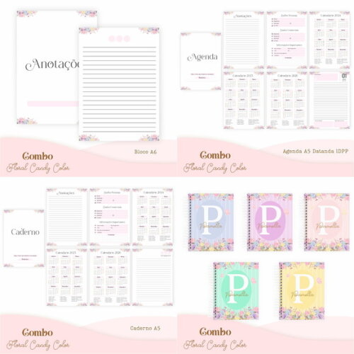Arquivo Digital Agenda Floral Candy Color 2025 #4563