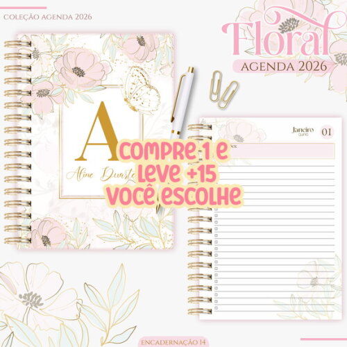 Arquivo Digital Agenda Floral Delicado 2026 #7445