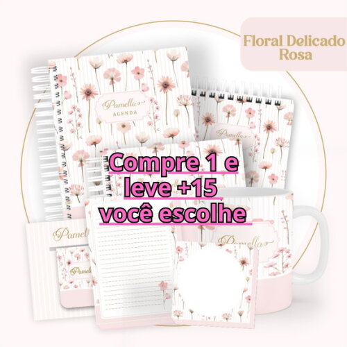 Arquivo Digital Agenda Floral Delicado Rosa #6096