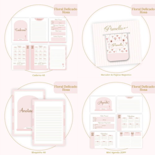 Arquivo Digital Agenda Floral Delicado Rosa #6096