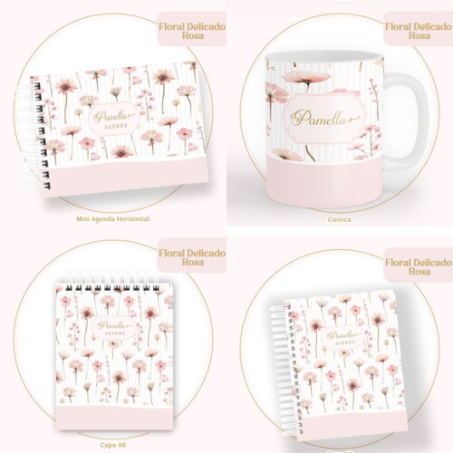 Arquivo Digital Agenda Floral Delicado Rosa #6096
