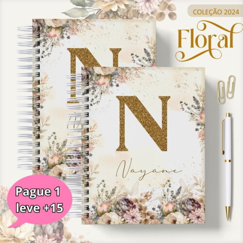Arquivo Digital Agenda Floral Gold 2024 #2492