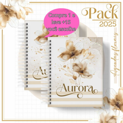 Arquivo Digital Agenda Floral Gold 2025 #4788