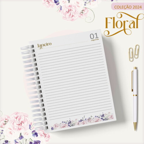 Arquivo Digital Agenda Floral Lilás 2024 #2488