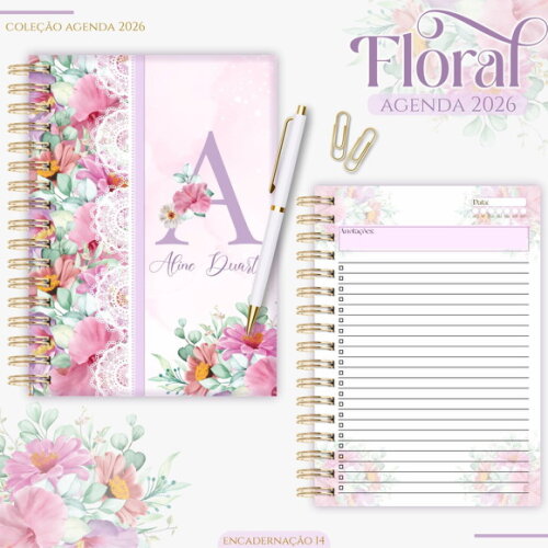 Arquivo Digital Agenda Floral Lilás 2026 #7053