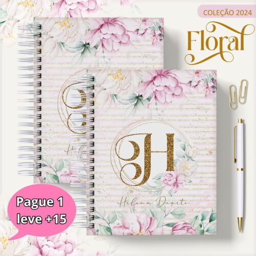 Arquivo Digital Agenda Floral Rosa 2024 #2490