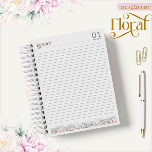 Arquivo Digital Agenda Floral Rosa 2024 #2490