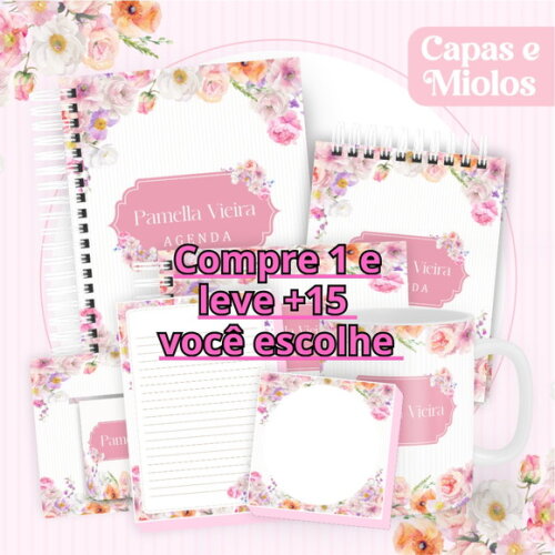 Arquivo Digital Agenda Floral Rose #6098