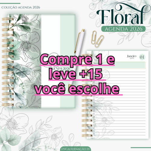 Arquivo Digital Agenda Floral Verde 2026 #5357