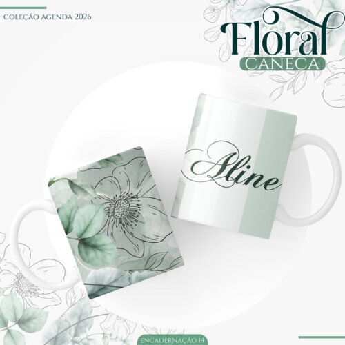 Arquivo Digital Agenda Floral Verde 2026 #5357