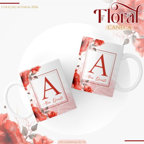 Arquivo Digital Agenda Floral Vermelho 2026 #7054