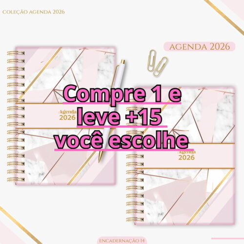 Arquivo Digital Agenda Geométrico Rose 2026 #7055