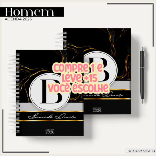 Arquivo Digital Agenda Gold Black 2026 #7447