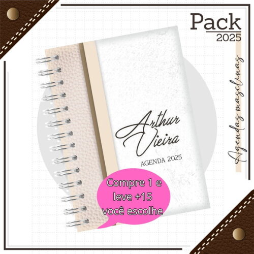 Arquivo Digital Agenda Masculina Couro Branco 2025 #4790